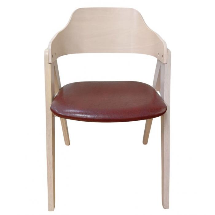 2 Sillones jarsy, madera de hevea, natural, similpiel marrón - 2 unidades