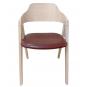 2 Sillones jarsy, madera de hevea, natural, similpiel marrón - 2 unidades