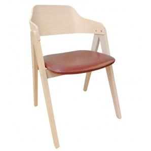 2 Sillones jarsy, madera de hevea, natural, similpiel marrón - 2 unidades