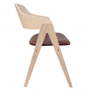 2 Sillones jarsy, madera de hevea, natural, similpiel marrón - 2 unidades