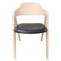 2 Sillones jarsy, madera de hevea, natural, similpiel negra - 2 unidades