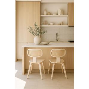 2 Sillas corbel, contrachapado de madera de hevea, rejilla, acabado natural - 2 unidades