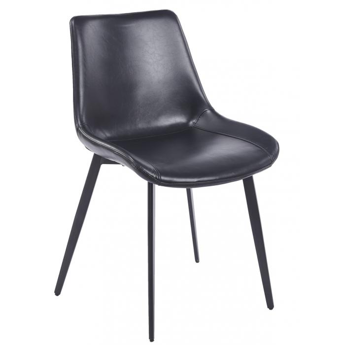 4 Sillas madrigal, metal, similpiel vintage negra - 4 unidades