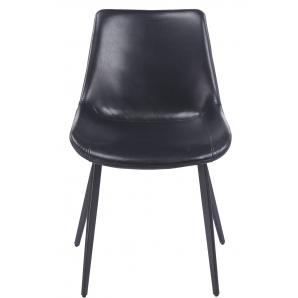 4 Sillas madrigal, metal, similpiel vintage negra - 4 unidades