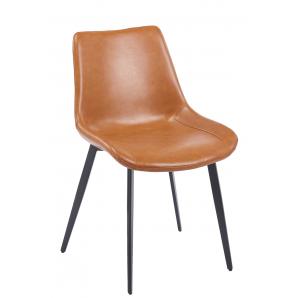 4 Sillas madrigal, metal, similpiel vintage marrón - 4 unidades