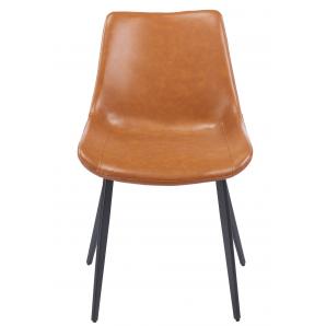 4 Sillas madrigal, metal, similpiel vintage marrón - 4 unidades