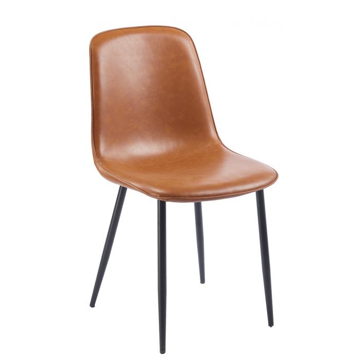 4 Sillas peñafiel, metal, similpiel vintage marrón - 4 unidades