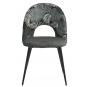 2 Sillas orquidea, metal, tapizado velvet gris con respaldo floral a juego - 2 unidades