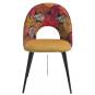 2 Sillas orquidea, metal, tapizado velvet amarillo con respaldo floral a juego - 2 unidades