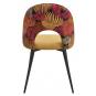 2 Sillas orquidea, metal, tapizado velvet amarillo con respaldo floral a juego - 2 unidades