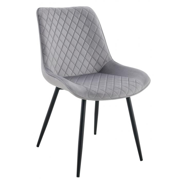 4 Sillas felicia, metal, tapizado velvet gris claro - 4 unidades