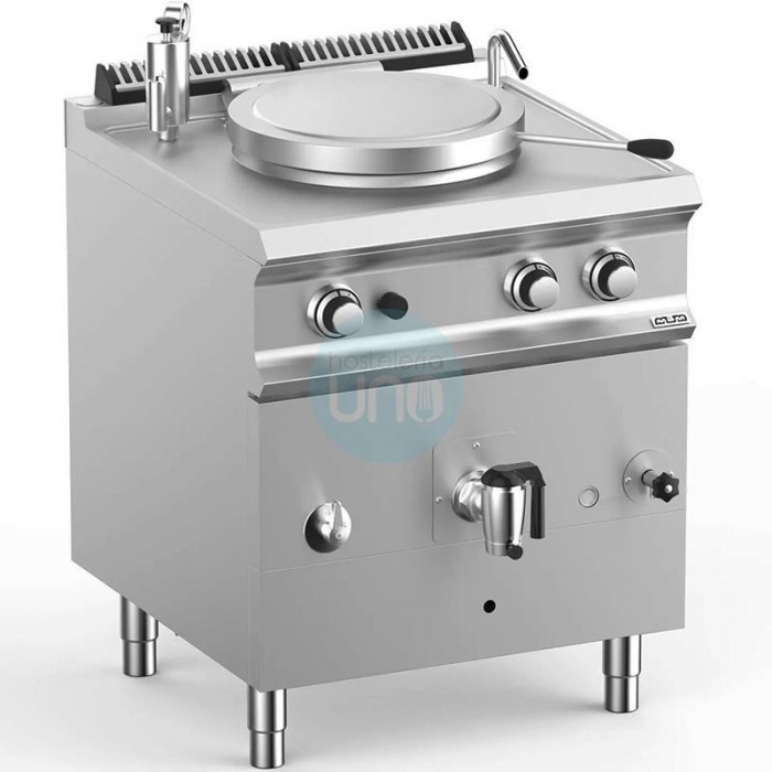 Marmita a Gas 50 litros Calentamiento indirecto, Fondo 73 cm, MBM Domina PRO 700