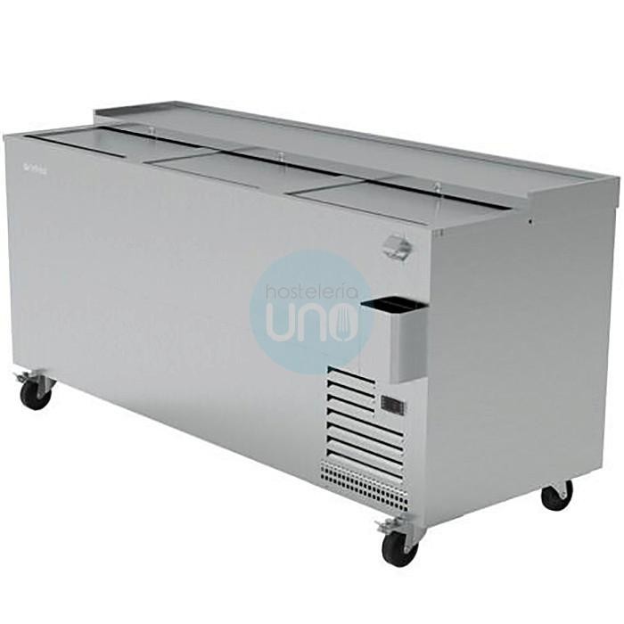 Botellero Enfriador SUBCERO, Hasta -3 Grados, 1,8 Metros, 3 Puertas, Fondo 67 cm, INOX, Ruedas, INFRICO