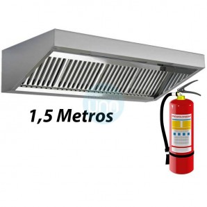 Campana Mural Slim Baja, 1,5 Metros Ancho, Sistema Extinción Incendios, sin Motor, 3 Filtros de Lamas, CMSLS150I