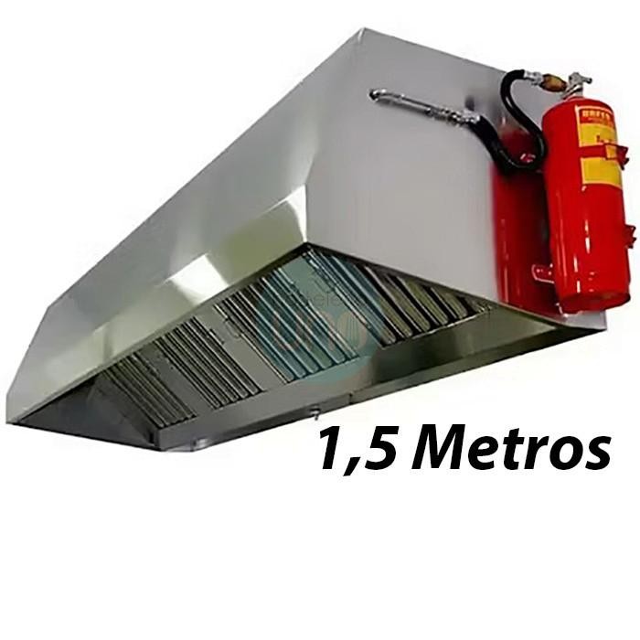 Campana Mural Snack, 1,5 Metros Ancho, Sistema Extinción Incendios, sin Motor, 3 Filtros de Lamas, CMS158I