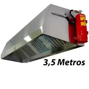 Campana Mural Snack, 3,5 Metros Ancho, Sistema Extinción Incendios, sin Motor, 6 Filtros de Lamas, CMS358I