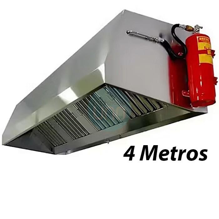 Campana Mural Snack, 4 Metros Ancho, Sistema Extinción Incendios, sin Motor, 8 Filtros de Lamas, CMS408I