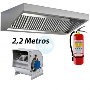 Campana Slim Baja, 2,2 Metros, Sistema Extinción Incendios, con Motor, 4 Filtros de Lamas, CMSLS228I
