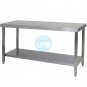 Mesa de Trabajo Central, 1,5 Metros Ancho, Fondo 90 cm, con Estante, Acero inoxidable