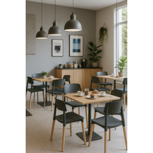 6 Sillas croscat (su), madera, polipropileno gris oscuro - 6 unidades