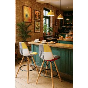 4 Taburetes star pat24, madera, tapizado patchwork 24 - 4 unidades