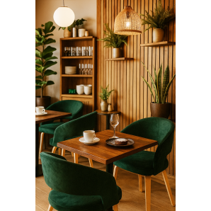 2 Sillones viseu, contrachapado de madera de hevea, natural, velvet verde oscuro - 2 unidades