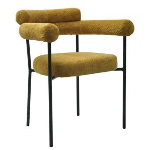 4 Sillones cervantes, metal, tapizado tejido bouclé amarillo - 4 unidades