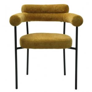 4 Sillones cervantes, metal, tapizado tejido bouclé amarillo - 4 unidades