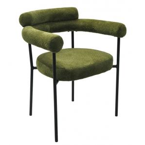 4 Sillones cervantes, metal, tapizado tejido bouclé verde oscuro - 4 unidades
