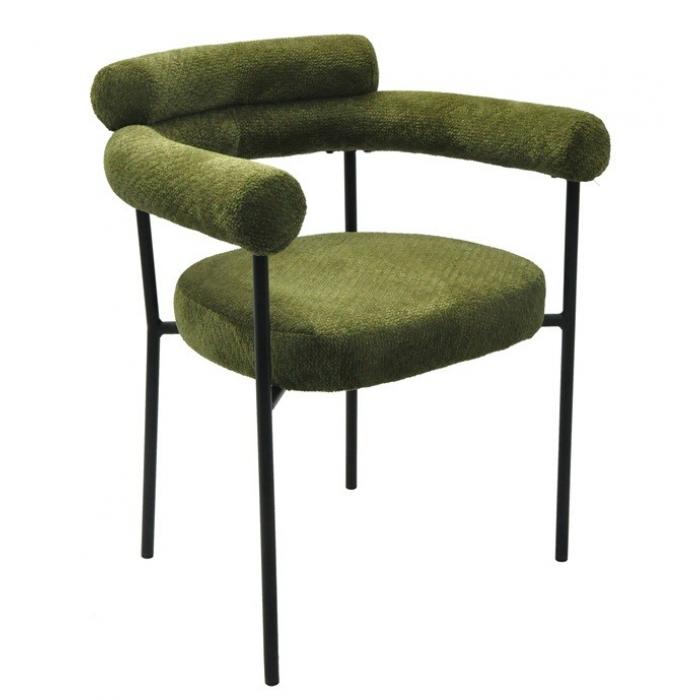 4 Sillones cervantes, metal, tapizado tejido bouclé verde oscuro - 4 unidades