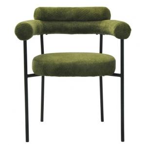 4 Sillones cervantes, metal, tapizado tejido bouclé verde oscuro - 4 unidades