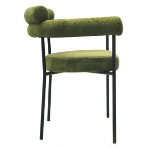 4 Sillones cervantes, metal, tapizado tejido bouclé verde oscuro - 4 unidades