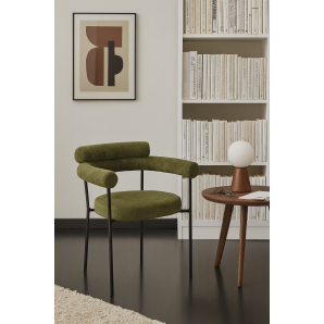 4 Sillones cervantes, metal, tapizado tejido bouclé verde oscuro - 4 unidades