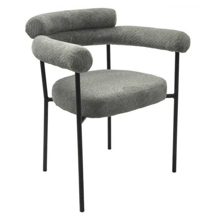 4 Sillones cervantes, metal, tapizado tejido bouclé gris - 4 unidades
