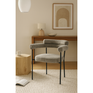 4 Sillones cervantes, metal, tapizado tejido bouclé gris - 4 unidades