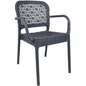 4 Sillones latoja, apilable, polipropileno antracita - 4 unidades