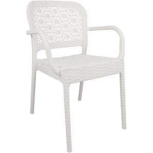4 Sillones latoja, apilable, polipropileno blanco - 4 unidades