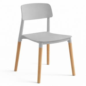 6 Sillas croscat (su), madera, polipropileno gris - 6 unidades