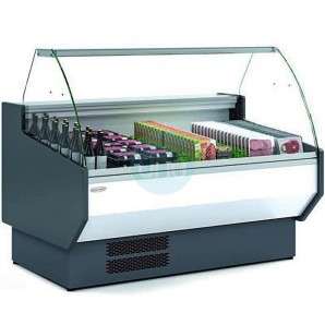 Vitrina Refrigerada, 1 Metro, Cristal Curvo, Fondo 1,1 Metros, Frontal Blanco, WHITE-1010