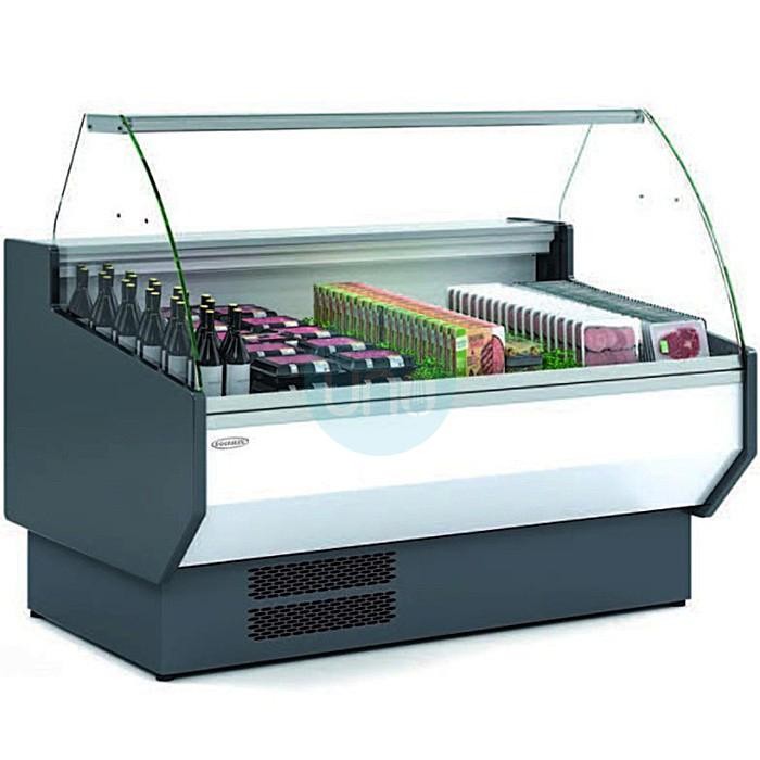 Vitrina Refrigerada, 2 Metros, Cristal Curvo, Fondo 1,1 Metros, Frontal Blanco, WHITE-2010