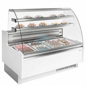 Vitrina Refrigerada Pastelería, 1 Metro, 2 Estantes, Cristal Curvo, con Reserva, Blanca, INFRICO VGL9C-WHITE