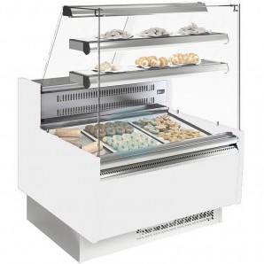 Vitrina Refrigerada Blanca, 2 Metros, Cristal Recto, con Reserva, Pastelería, INFRICO VGL18P-White