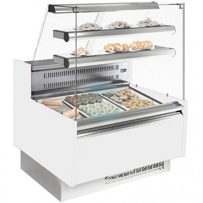 Vitrina Refrigerada Blanca, 2,5 Metros, Cristal Recto, con Reserva, Pastelería, INFRICO VGL25P-White