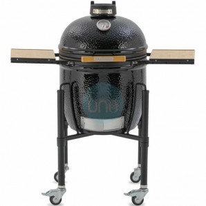Barbacoa de Carbón Ø 46 cm con Carro y Mesas Laterales de Bambú, Kamado Monolith ONE.55