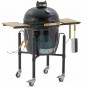 Barbacoa de Carbón Ø 46 cm con Carro y Mesas Laterales de Bambú, Kamado Monolith ONE.55