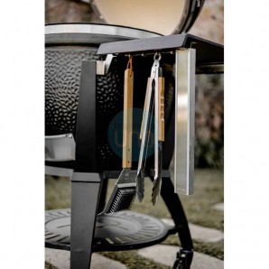 Barbacoa de Carbón Ø 55 cm con Carro y Mesas Laterales de Bambú Carbonizado, Kamado Lechef Avantgarde