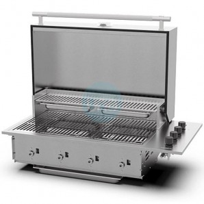 Barbacoa de Gas Encastrable, 4 Quemadores, INOX, 16 kW, 1 Metro, Brabura Grills BOX-Q 4B INOX