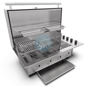 Barbacoa de Gas Encastrable, 4 Quemadores, INOX, 16 kW, 1 Metro, Brabura Grills BOX-Q 4B INOX