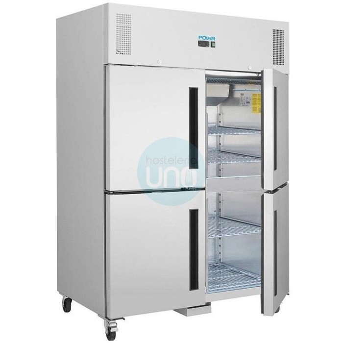 Armario Congelador, 4 Puertas opacas, 1200 Litros, Acero inox, Fondo 80 cm, Polar