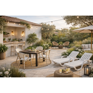 20 Tumbonas malaga, 5 posiciones, apilable, polipropileno blanco - 20 unidades